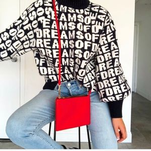 NAVY BLUE & WHITE  TURTLENECK CHUNKY KNIT SWEATER